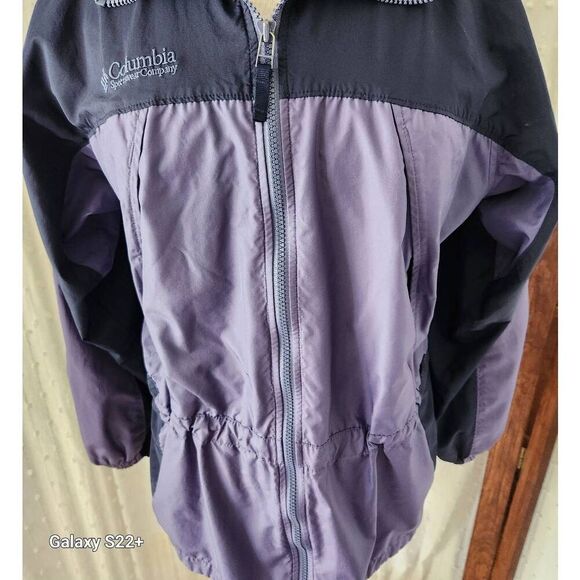 O38 Columbia purple/navy hooded zip-up utility jacket gathered waist activewear - Picture 3 of 11